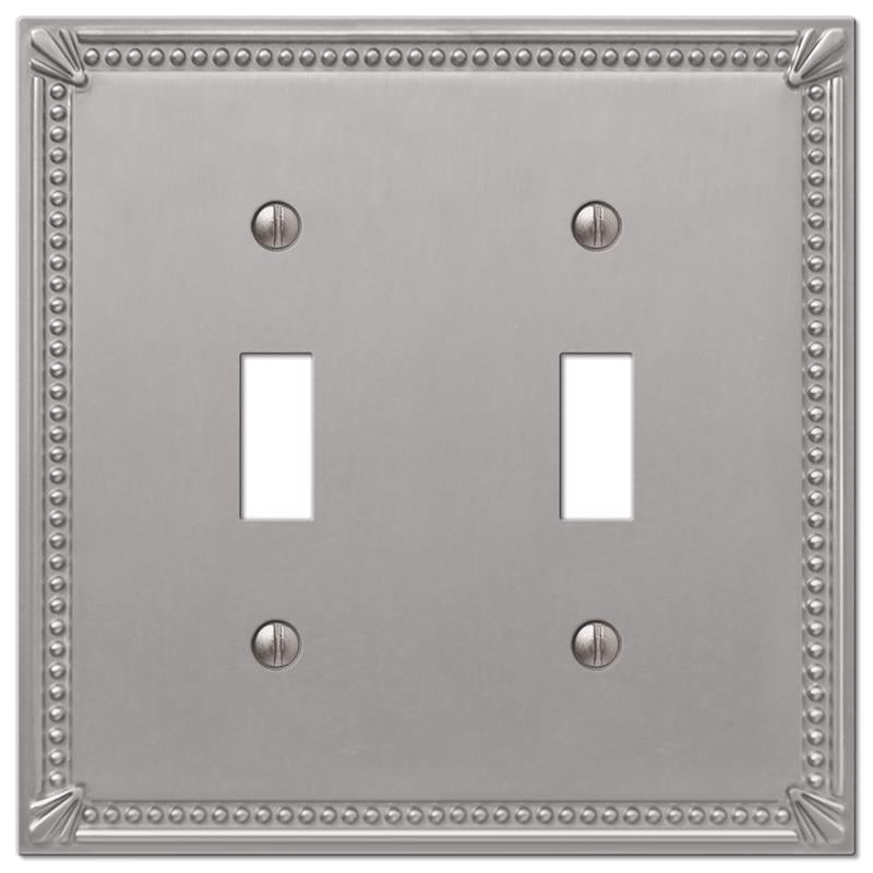 Amerelle Imperial Bead Brushed Nickel 2 gang Die-Cast Metal Toggle Wall Plate 1 pk