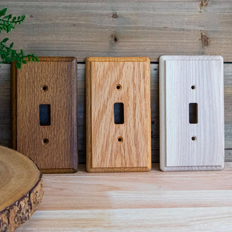 Amerelle Contemporary Medium Brown 1 gang Oak Wood Blank Wall Plate 1 pk