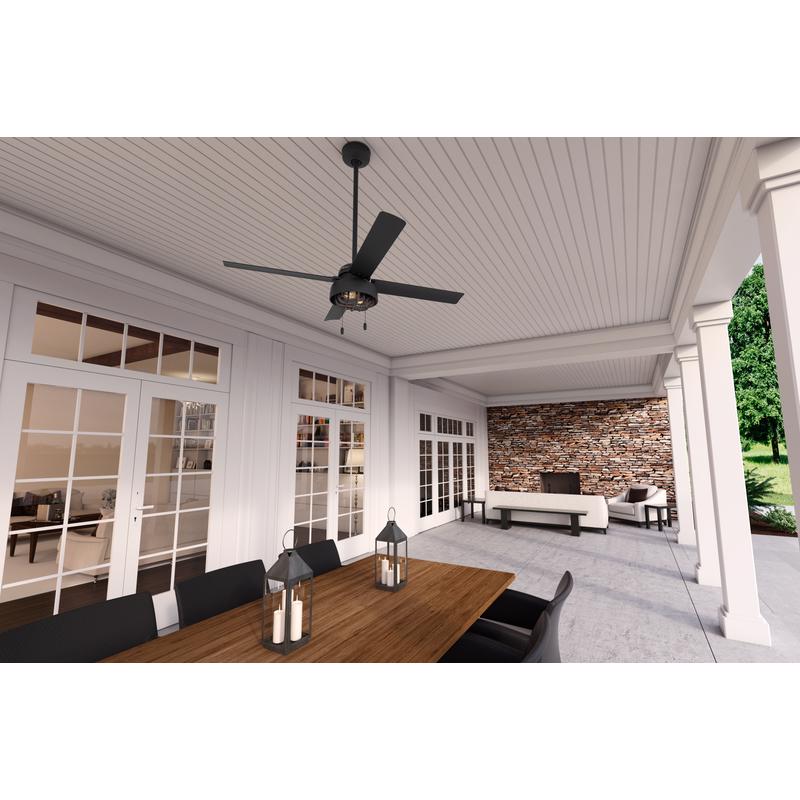 Hunter Spring Mill 52 in. Matte Black LED Indoor and Outdoor Ceiling Fan