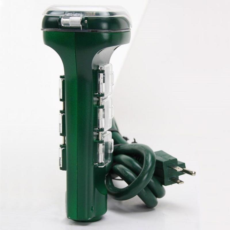 Prime Outdoor 6 Outlet Photocell Power Stake Timer 125 V Green