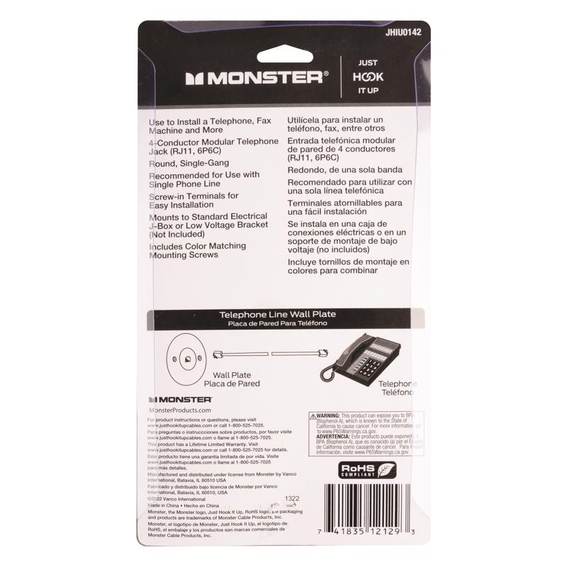 Monster Just Hook It Up 1-Jack Wall Plate Wall-Mount