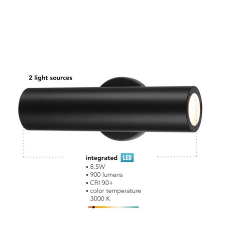 Globe Electric Matteo Matte Black Switch LED Wall Lantern