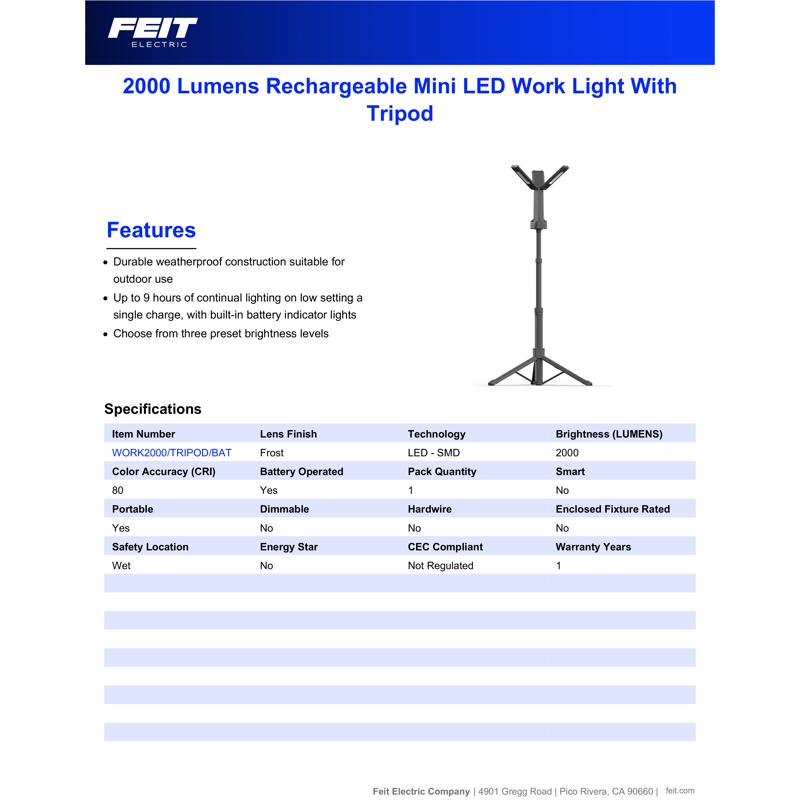 Feit 2000 lm LED Tripod Work Light