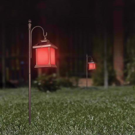 Feit OneSync 4 in. Solar Power Metal Square Bronze Hanging Pathway Light