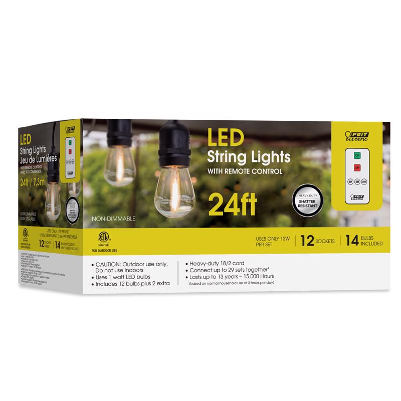 Feit LED String Lights w/Remote Control White 24 ft. 12 lights