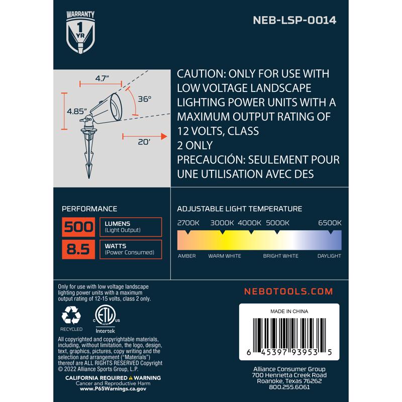 NEBO Low Voltage 8.5 W LED Spotlight 1 pk
