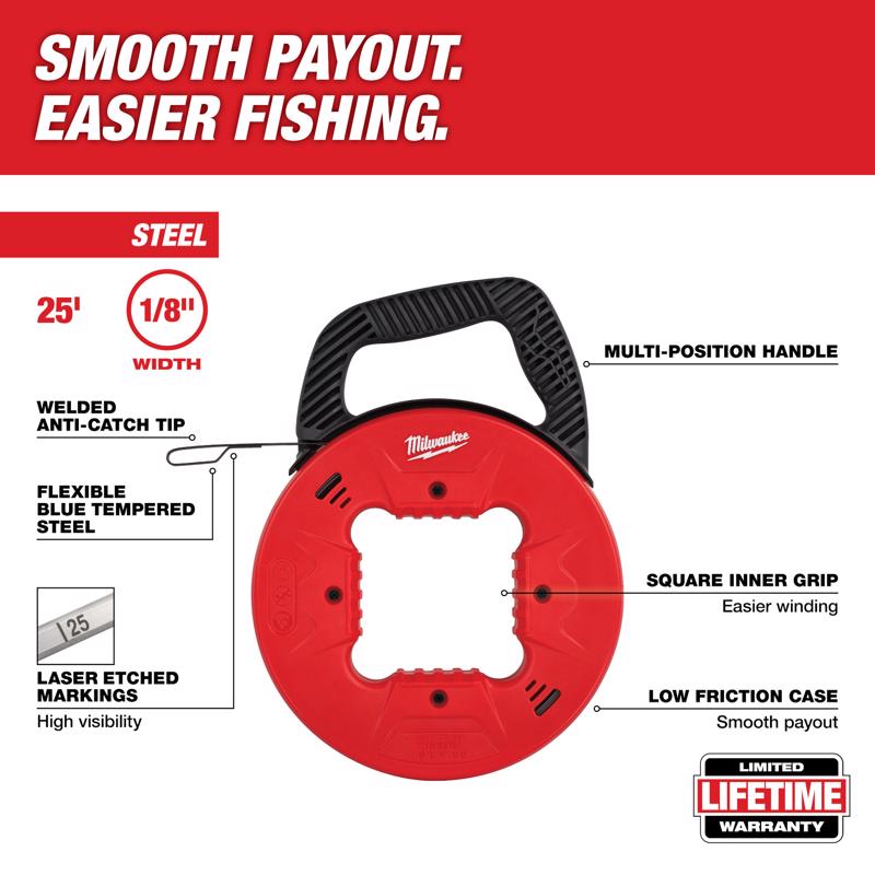 Milwaukee 0.13 in. W X 25 ft. L Steel Fish Tape 1 pk