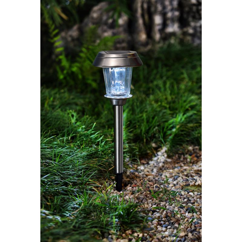 Living Accents Brushed Nickel Solar Powered 0.2 W LED Pathway Light 1 pk, Pack of 12