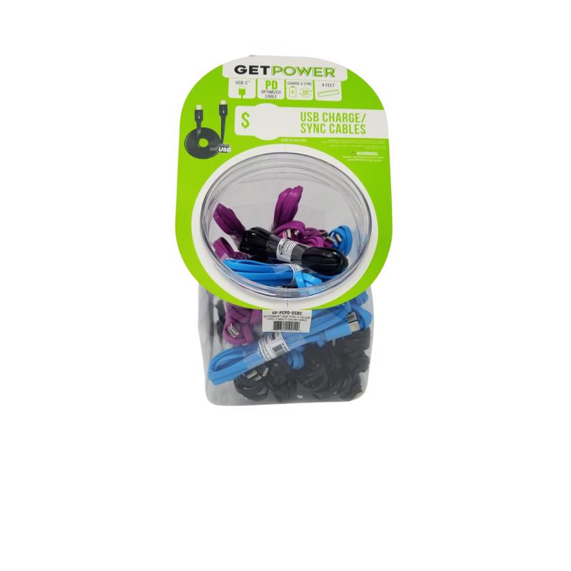 GetPower Assorted Flat USB Charge/Sync Cable For Universal 4 ft. L, Pack of 30