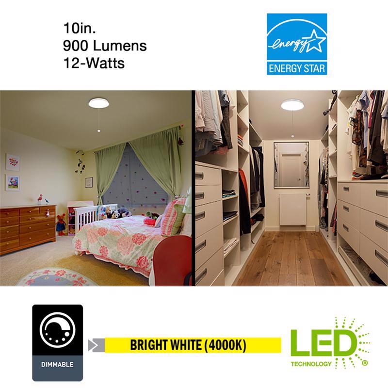 ETI 3.68 in. H X 10 in. W X 10 in. L White Ceiling Light