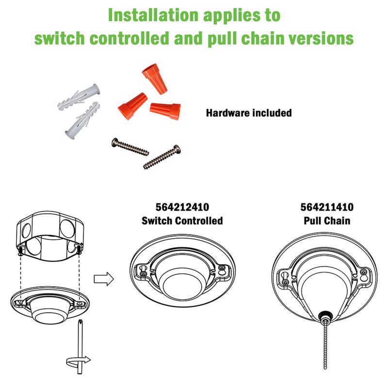 ETI 1.76 in. H X 4.72 in. W X 4.72 in. L White Ceiling Light