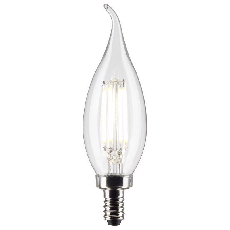 Satco CA10 (Flame Tip) E12 (Candelabra) Filament LED Bulb Warm White 60 Watt Equivalence 2 pk