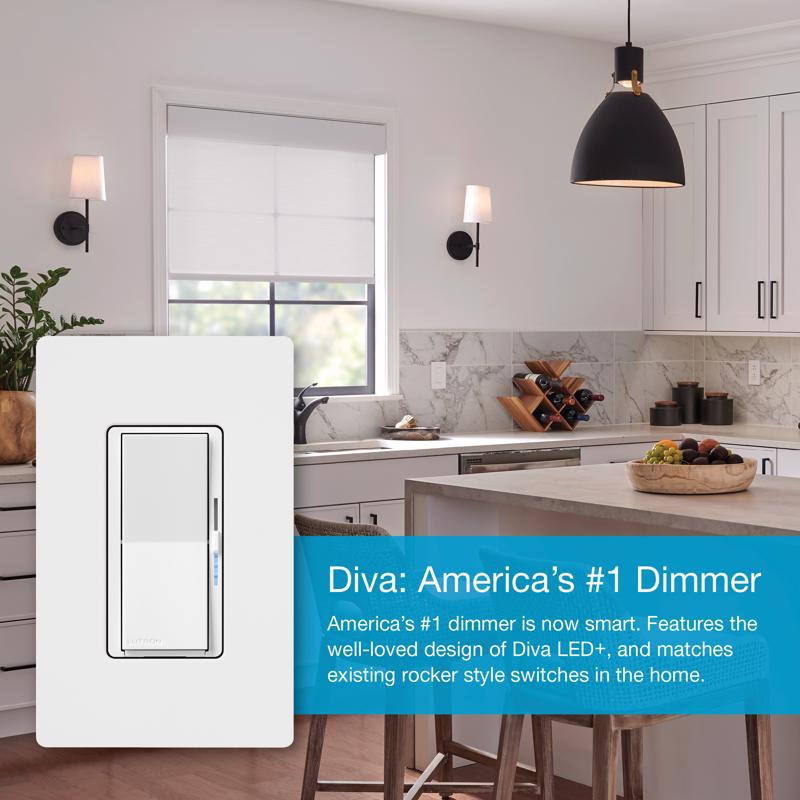 Lutron Caseta White 150 W Toggle Smart-Enabled Dimmer Switch w/Remote Control 1 pk