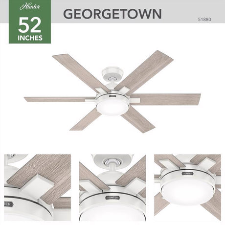Hunter Georgetown 52 in. White LED Indoor Ceiling Fan