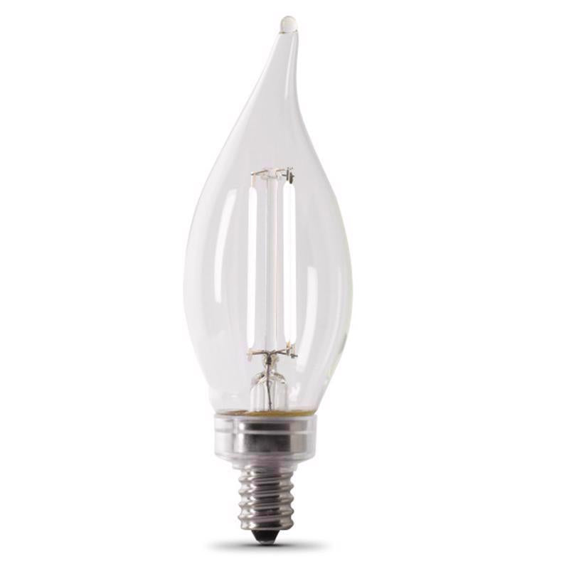 Feit White BA10 E12 (Candelabra) Filament LED Bulb Soft White 40 Watt Equivalence 2 pk