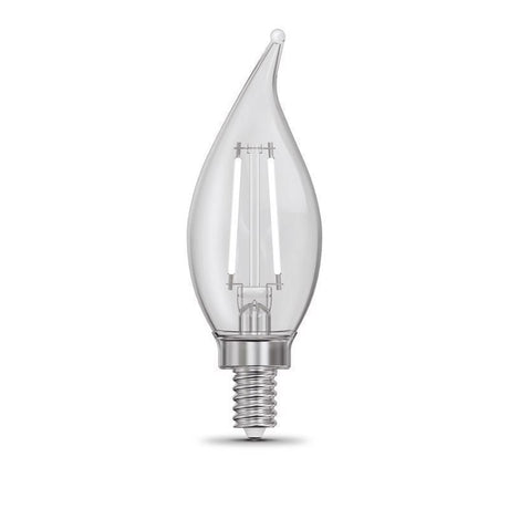 Feit White BA10 E12 (Candelabra) Filament LED Bulb Soft White 60 Watt Equivalence 2 pk