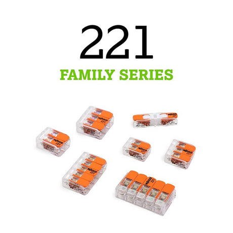 WAGO 221 Series 3 Port Lever Cable Connector 50 pk