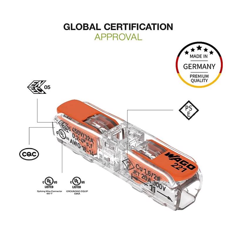 WAGO 221 Series Locking Cable Splicer/Reducer 10 pk
