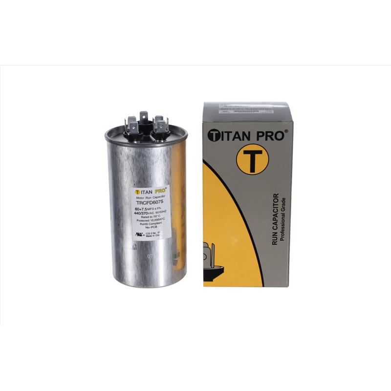Titan Pro 60+7.5 MFD 440 V Round Run Capacitor