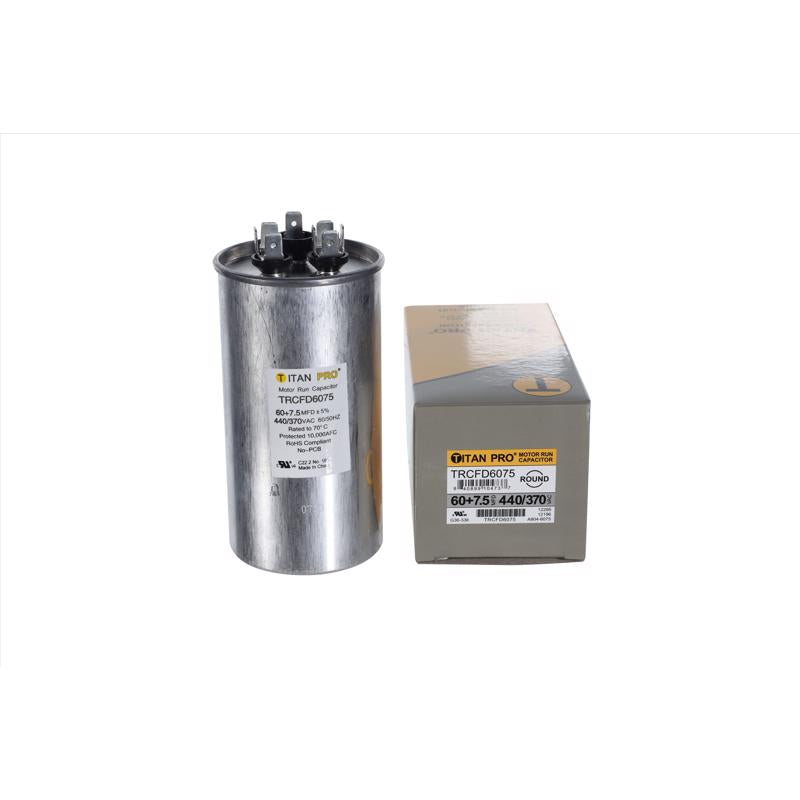 Titan Pro 60+7.5 MFD 440 V Round Run Capacitor