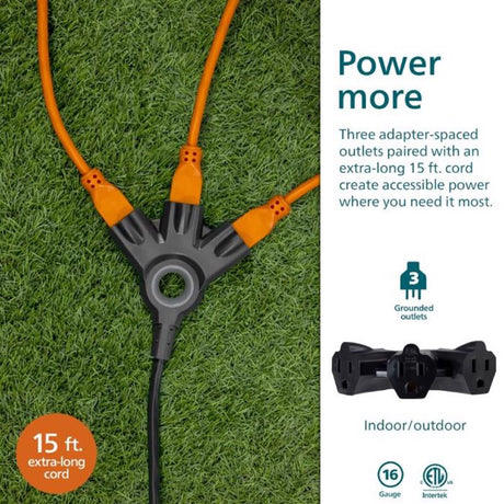 Jasco Philips Indoor or Outdoor 15 ft. L Black Extension Cord 16/3