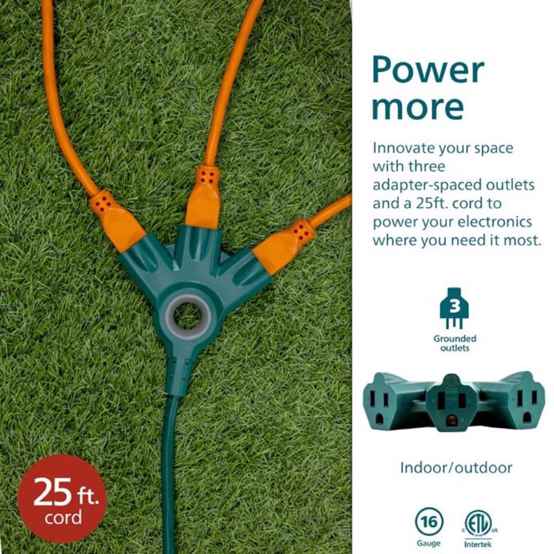 Jasco Philips Indoor or Outdoor 25 ft. L Green Extension Cord 16/3