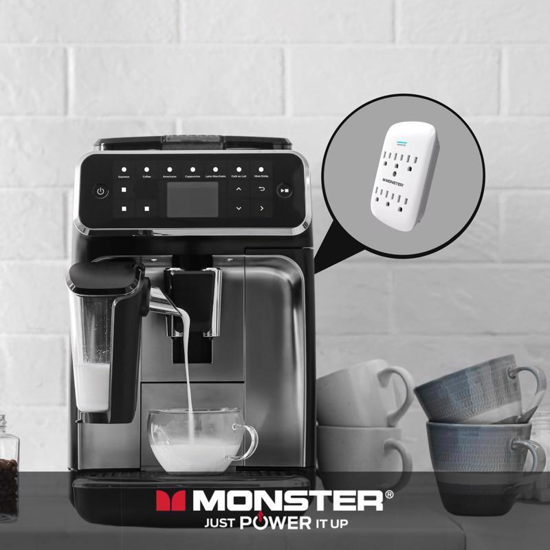 Monster Just Power it Up 0 ft. L 6 outlets Wall Tap Surge Protector White 1200 J