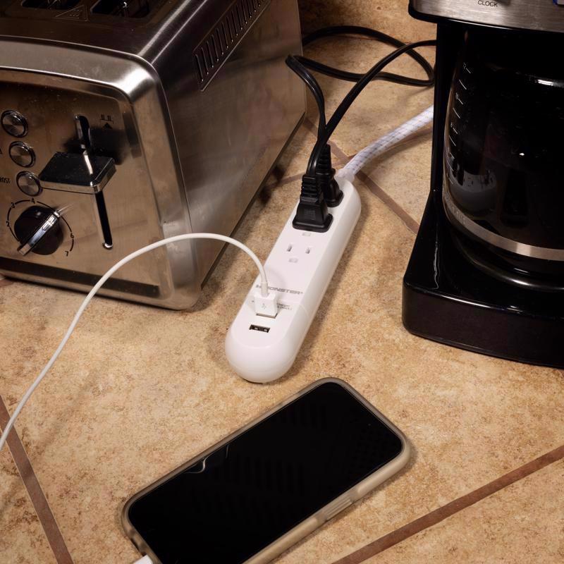 Monster Just Power It Up 4 ft. L 3 outlets Power Strip White