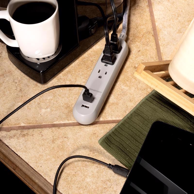 Monster Just Power It Up 4 ft. L 3 outlets Power Strip Gray