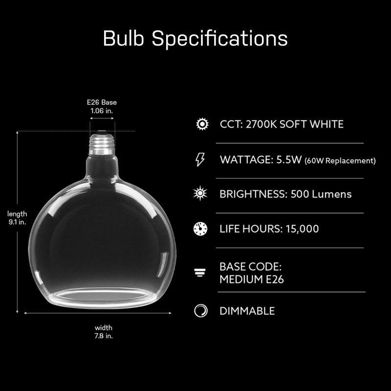 Feit G63 E26 (Medium) Filament LED Bulb Soft White 60 Watt Equivalence 1 pk