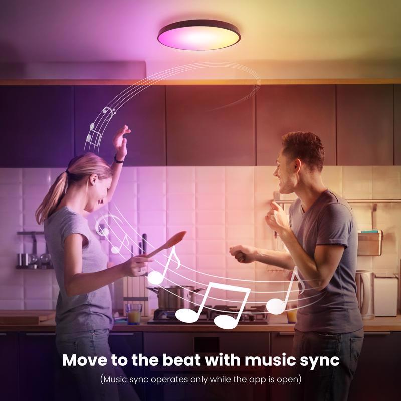 Feit Smart 15 in. H X 15 in. W X 5.5 in. L Matte Black White Smart-Enabled Ceiling Fixture