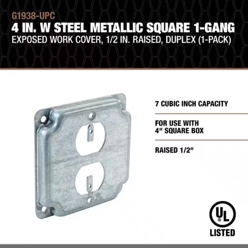 Southwire Square Steel 1 gang Duplex Box Cover