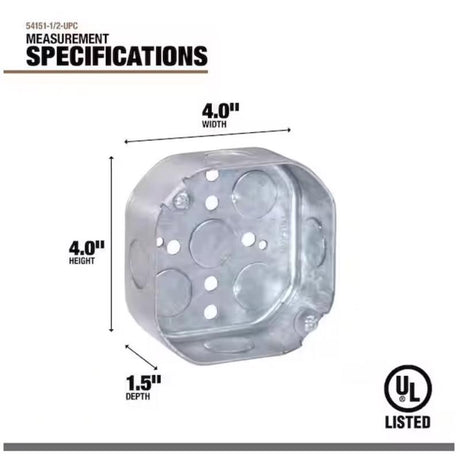 Southwire Old Work 14 cu in Octagon Galvanized Steel Box Mount Silver