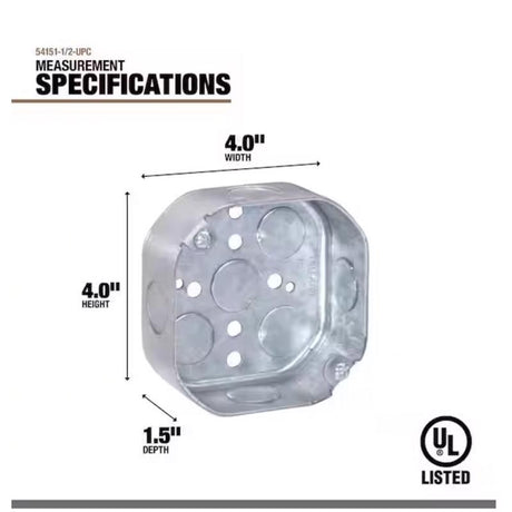 Southwire Old Work 11.5 cu in Octagon Galvanized Steel Box Mount Silver