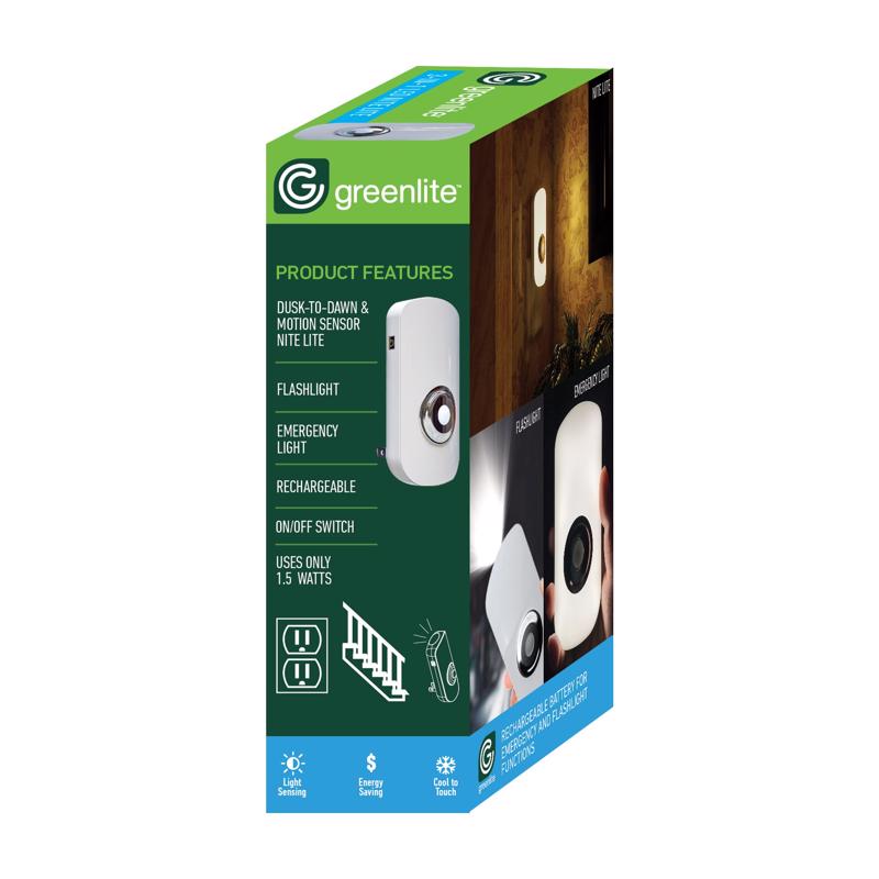 Greenlite Automatic/Manual Plug-in 3-in-1 LED Night Light w/Sensor