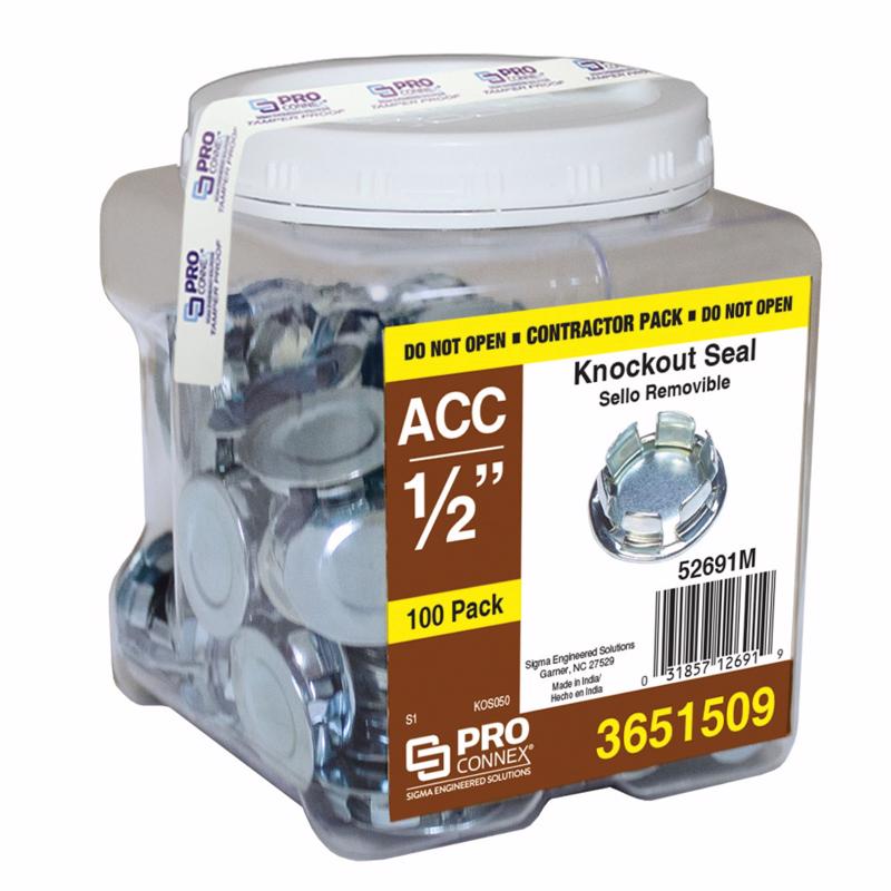 Sigma Engineered Solutions ProConnex Round Zinc-Plated Steel 0.30 in. H X 0.91 in. W Knockout Seal