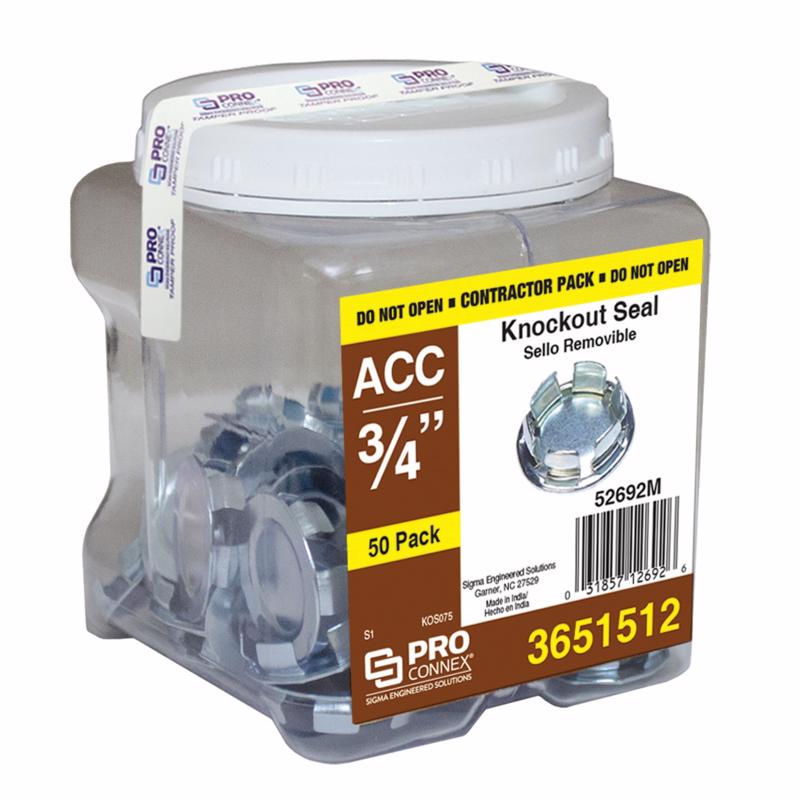 Sigma Engineered Solutions ProConnex Round Zinc-Plated Steel 0.31 in. H X 1.15 in. W Knockout Seal