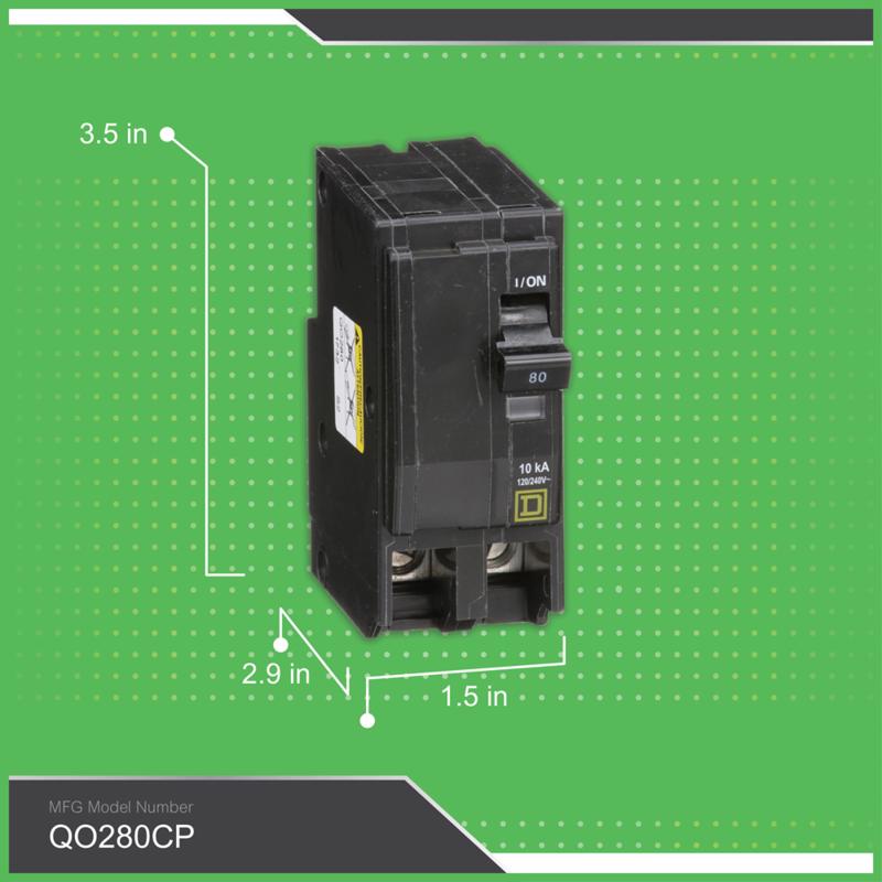 Square D QO 80 amps Plug In 2-Pole Circuit Breaker