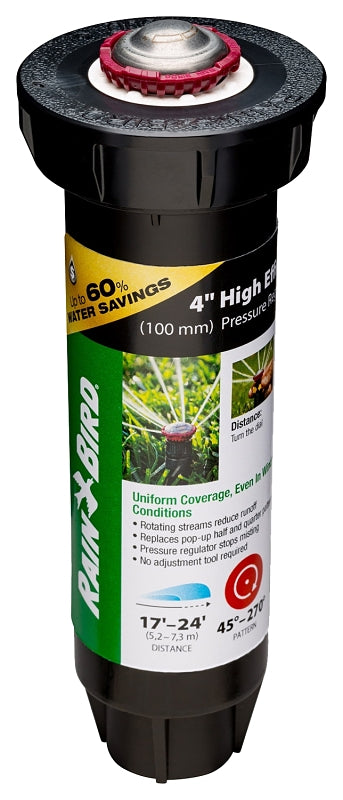 Rain Bird 22SAPROPR Mini Pop-Up Rotor Sprinkler, Full-Circle, 2.6 gpm, 1/2 in Connection, FNPT, 4 in H Pop-Up, Plastic