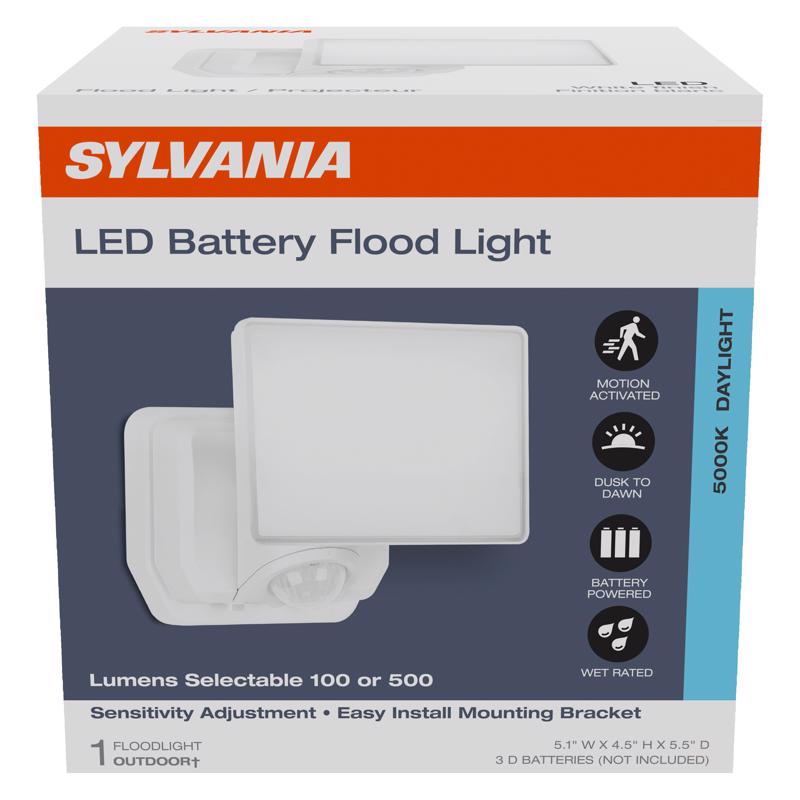 Sylvania Motion-Sensing Battery Powered LED White Security Floodlight