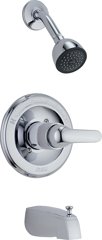Peerless P188720 Series Tub and Shower Faucet, Chrome Plated, Brass, Includes: Arm, Flange, Valve and Shower Head