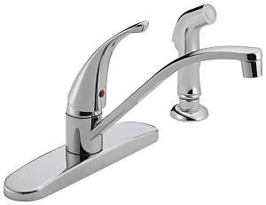 Delta Peerless Tunbridge Series P188500LF Kitchen Faucet with Side Sprayer, 1.8 gpm, 1-Handle, Chrome Plated