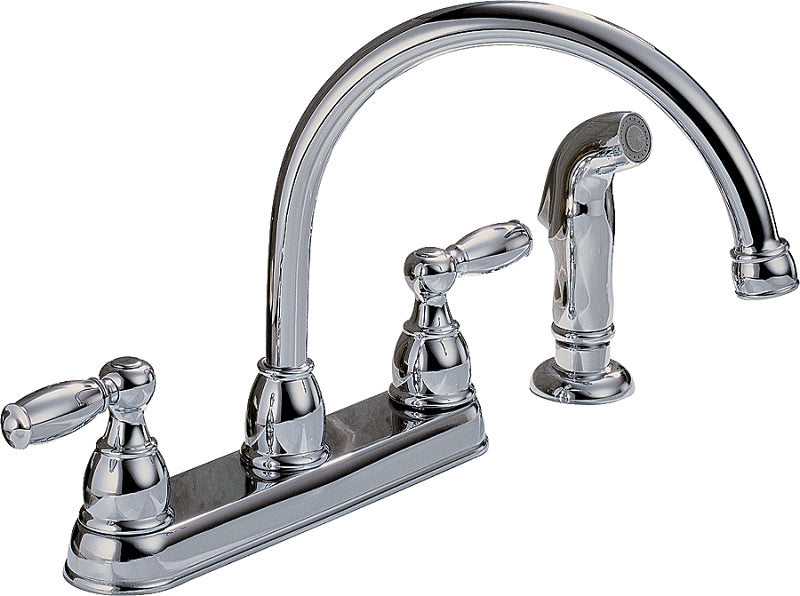 Delta Peerless Claymore Series P299575LF Kitchen Faucet, 1.8 gpm, 2-Handle, Chrome Plated, Deck, Lever Handle