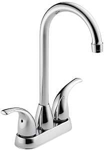 Delta Peerless Tunbridge Series P288LF Bar and Prep Faucet, 1.8 gpm, 2-Handle, Brass, Chrome Plated, Deck