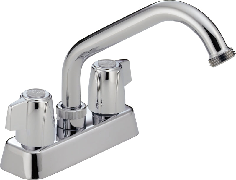 Peerless P299232 Laundry Faucet, 4 gpm, 2-Handle, Chrome Plated, Deck Mounting, Knob Handle