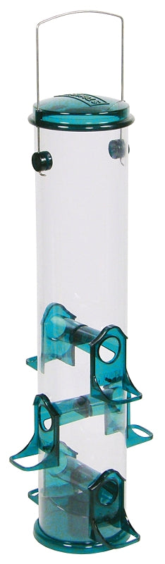 Stokes Select 38030 Seed Bird Feeder, 18 in H, 2.5 qt, Polycarbonate, Blue/Clear/Green, Hanging Mounting