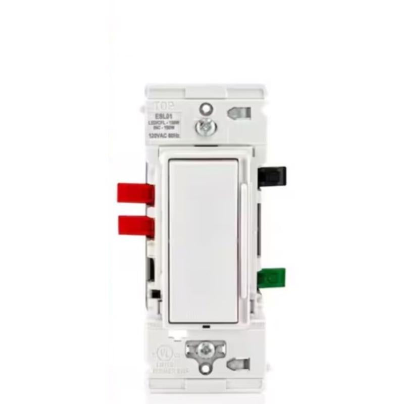 Leviton Lever Edge White Rocker Dimmer Switch 1 pk