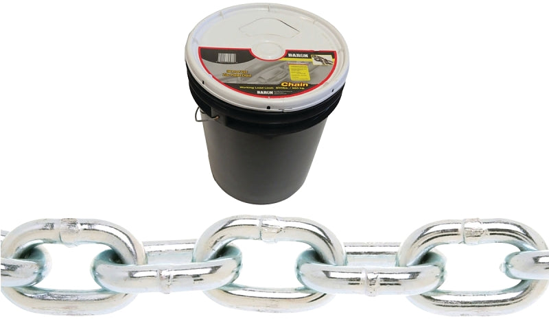 Baron PC30316P Proof Coil Chain, 3/16 in, 250 ft L, 30 Grade, Steel, Zinc
