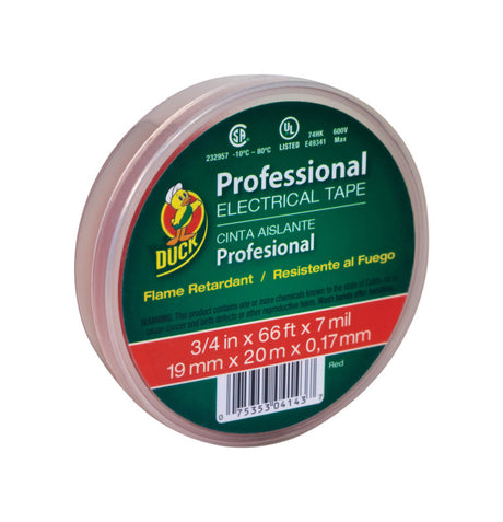 Duck Professional Grade 3/4 in. W X 66 ft. L Red Vinyl Electrical Tape, Pack of 12