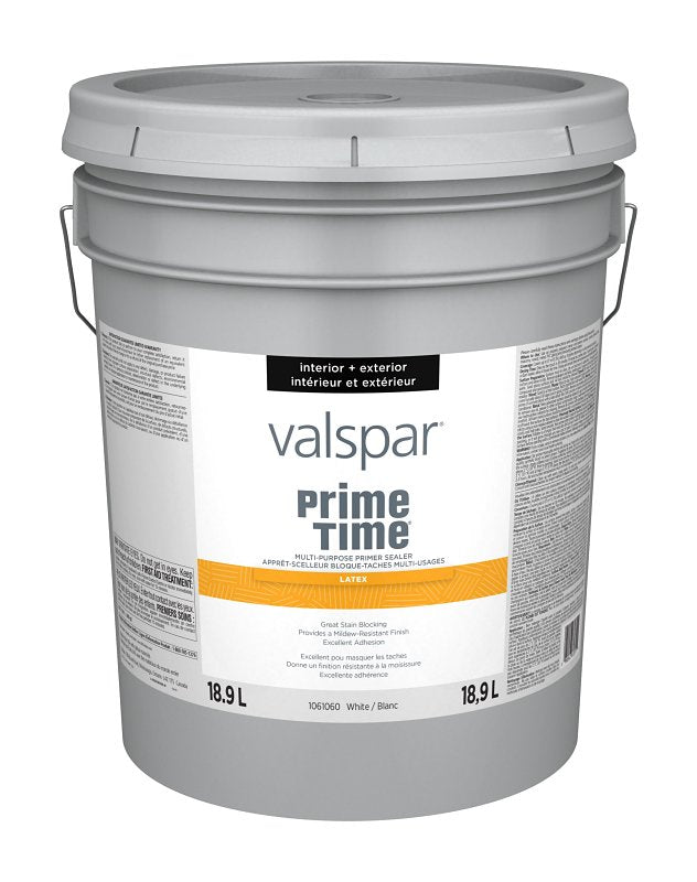 Valspar Prime Time 029.1061060.008 Interior/Exterior Multi-Purpose Primer Sealer, White, 5 gal